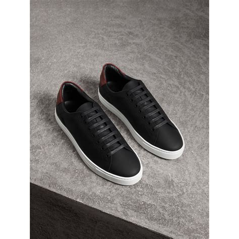 burberry perforated check leather sneakers|Leather Stock Sneakers in Loch .